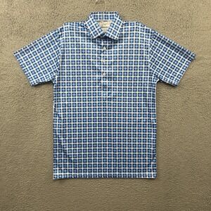 Collars And Co Shirt Mens Small Blue Check Dress Collar Polyester Stretch Adult